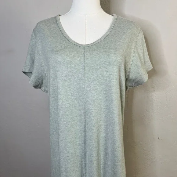 LL Bean Sage Green Heather 100% Cotton Short Sleeve Maxi Dress Size Medium - Picture 2 of 10